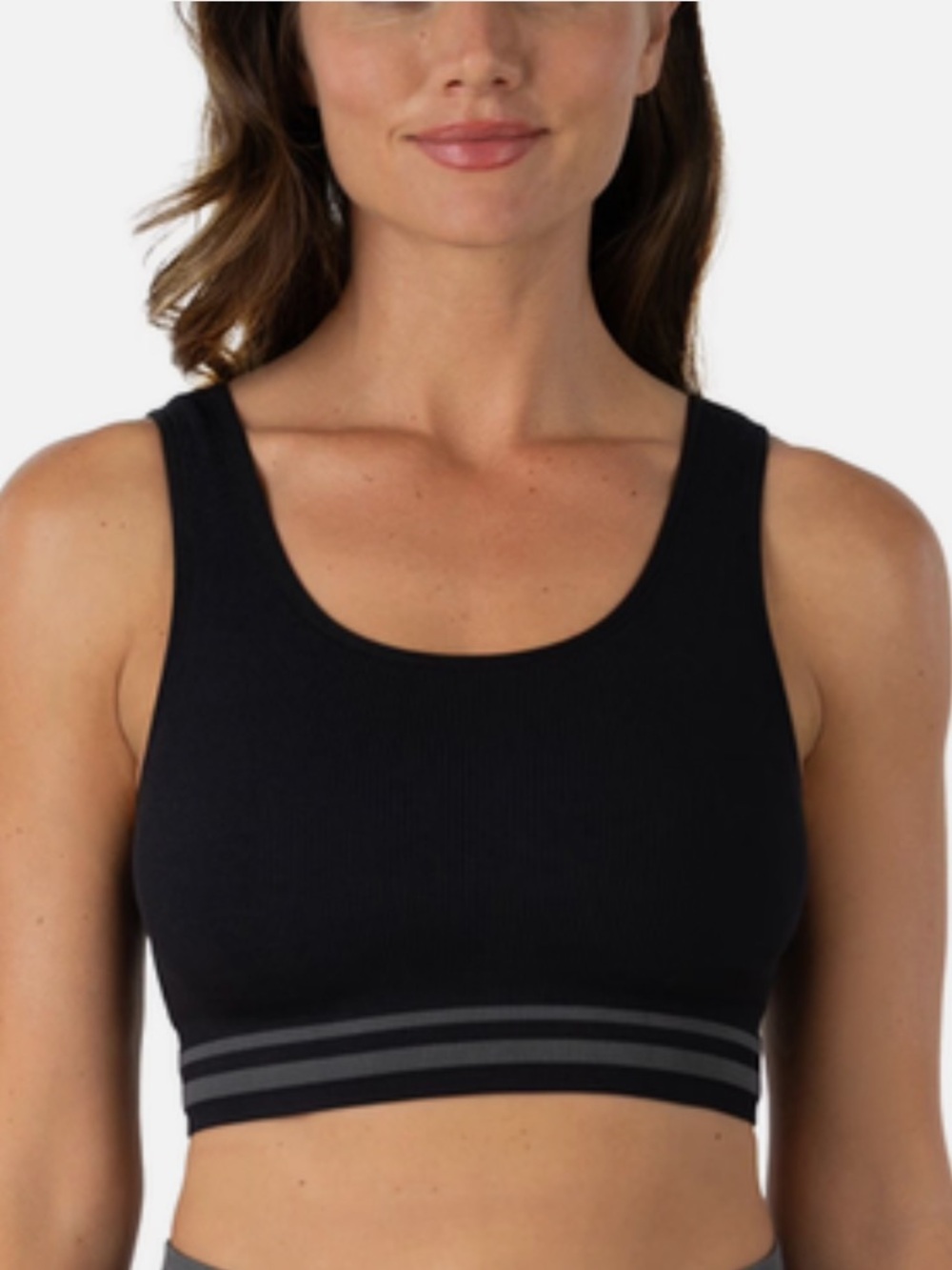Penn Seamless Reversible Black and Gray Ribbed‎ Sports Bralette, Size M